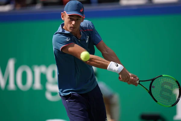 Alex Minaur Ausztrália Visszatér Egy Lövés Alexander Zverev Németország Harmadik — Stock Fotó