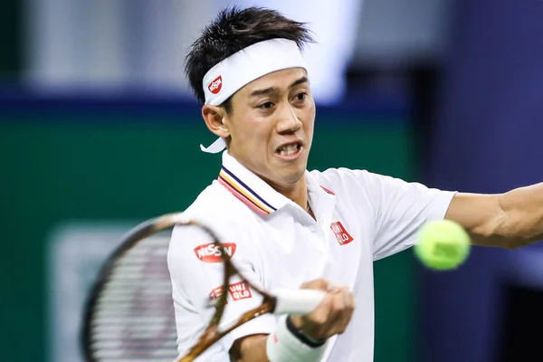 Kei Nishikori Del Giappone Torna Yibing Della Cina Dopo Loro — Foto Stock