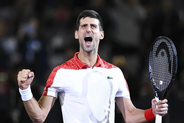 Novak Djokovic Sırbistan Hırvatistan Borna Coric Yenerek Onların Erkekler Tekler — Stok fotoğraf