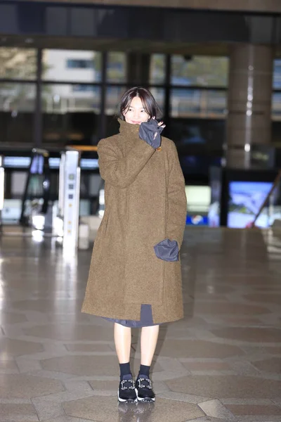 Model Dan Aktris Korea Selatan Shin Min Tiba Bandar Udara — Stok Foto