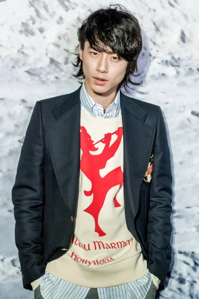 Japanska Modell Och Skådespelare Kentaro Sakaguchi Anländer För Händelse Gucci — Stockfoto