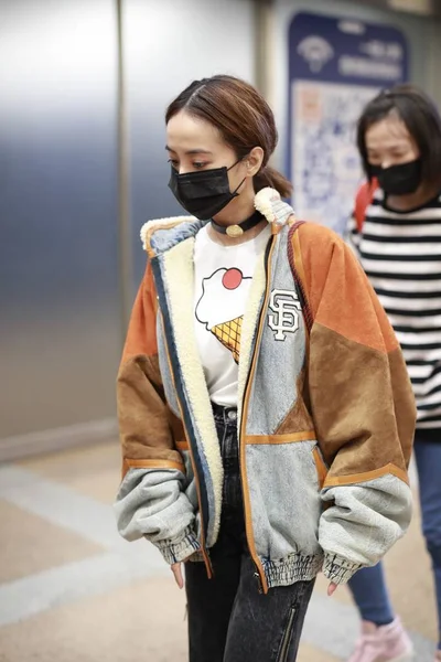 Taiwanees Zangeres Jolin Tsai Arriveert Bij Beijing Capital International Airport — Stockfoto
