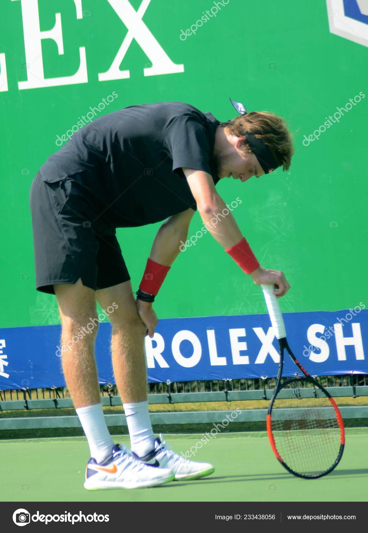 Russian Tennis Player Andrey Rublev Takes Part Training Session