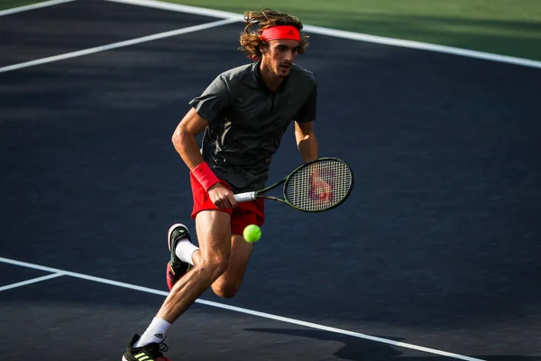 Stefanos Tsitsipas Yunanistan Bir Atış Için Kevin Anderson Güney Afrika — Stok fotoğraf