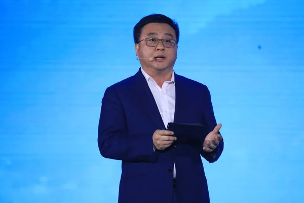 Zhang Yaqin Presidente Baidu Inc Presenta Vehículo Plataforma Autónomos Conducción — Foto de Stock