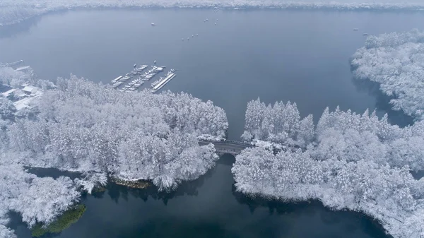 Batı Gölü Manzaralı Yerde Kar Hangzhou City Doğu Çin Zhejiang — Stok fotoğraf