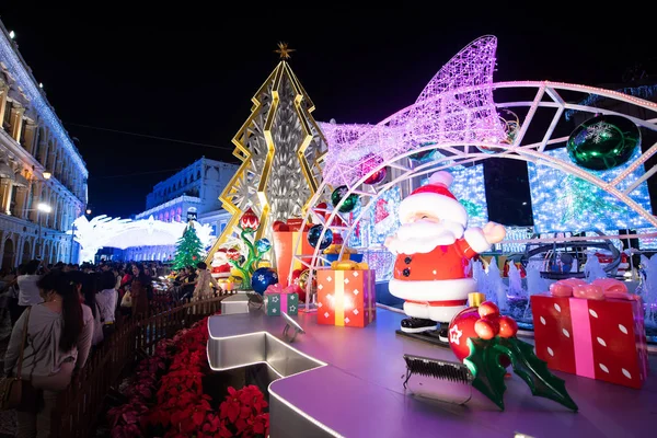 Vista Del Macao Light Festival Para Celebrar Próxima Navidad Plaza — Foto de Stock