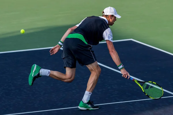 Sam Querrey United States Returns Shot Diego Schwartzman Argentina First — Stock Photo, Image