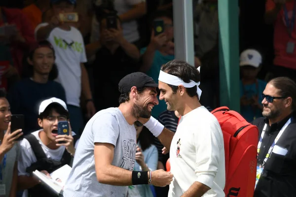 Estrella Suiza Del Tenis Roger Federer Participa Una Sesión Entrenamiento — Foto de Stock