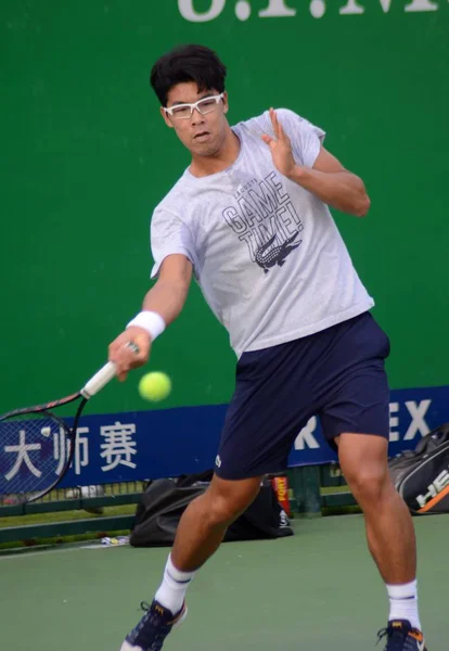 Dél Koreai Teniszező Chung Hyeon Részt Vesz Egy Edzés Felkészülés — Stock Fotó