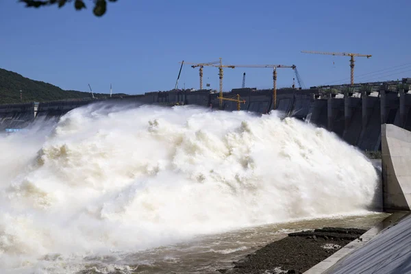 Water Released Fengman Dam Generate Electricity Jilin City Northeast China — Stock Photo, Image