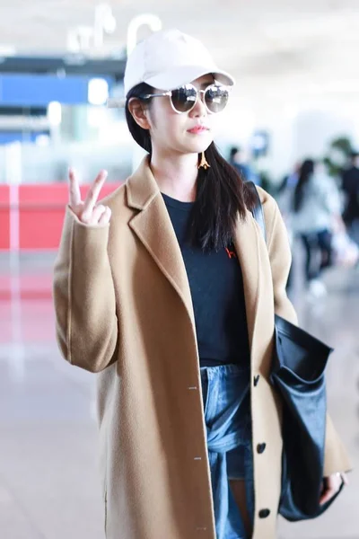 Taiwanees Actrice Michelle Chen Afgebeeld Shanghai Hongqiao International Airport Shanghai — Stockfoto