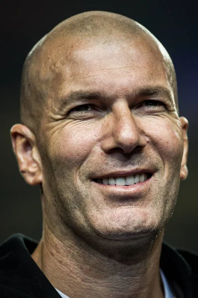French Football Superstar Coach Zinedine Zidane Attends Start Match 2018 — Stock Photo, Image