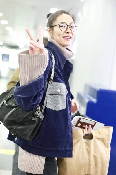 Chinese Supermodel Liu Wen Arrives Beijing Capital International Airport Beijing — Stock Photo, Image