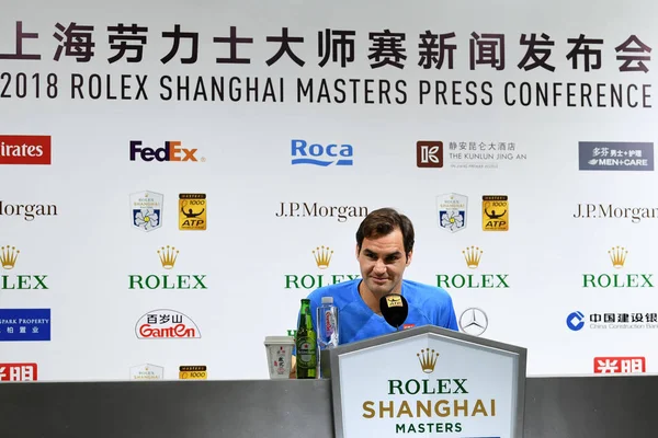 Швейцарський Теніс Зірка Роджер Федерер Взяла Участь Прес Конференції Rolex — стокове фото