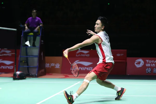 Japonya Nın Kento Momota Bir Atış Chou Tien Chen Için — Stok fotoğraf