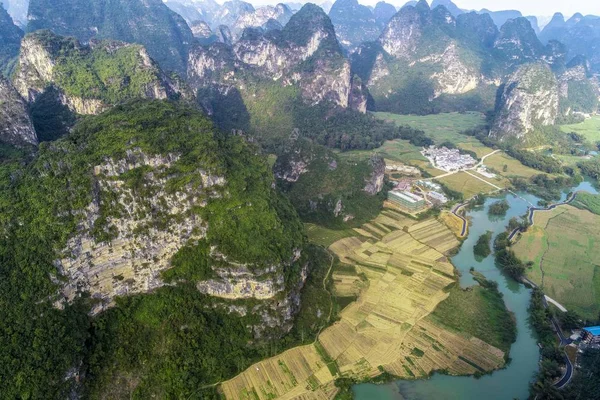 Landschaft Der Mingshi Weide Dorf Mingshi Kreis Daxin Autonome Region — Stockfoto