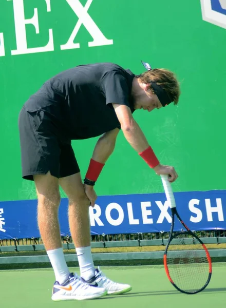 Der Russische Tennisspieler Andrey Rublev Nimmt Einer Trainingseinheit Zur Vorbereitung — Stockfoto