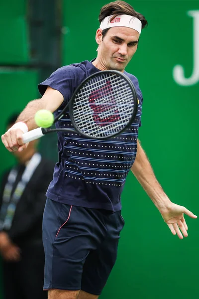 Schweiziska Tennis Stjärna Roger Federer Tar Del Ett Träningspass Med — Stockfoto