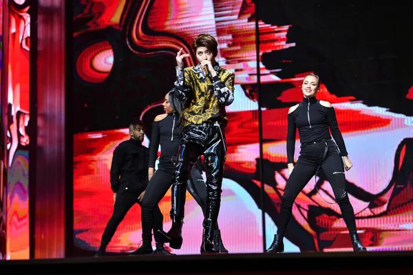 Singer Rapper Cai Xukun Chinese Boy Group Nine Percent Performing — Stock Photo, Image