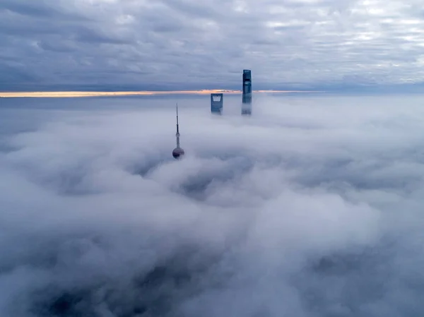 Balról Oriental Pearl Tower Shanghai World Financial Center Shanghai Tower — Stock Fotó