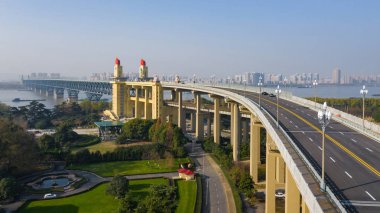 A view of the Nanjing Yangtze River Bridge in Nanjing city, east China's Jiangsu province, 18 December 2018. clipart