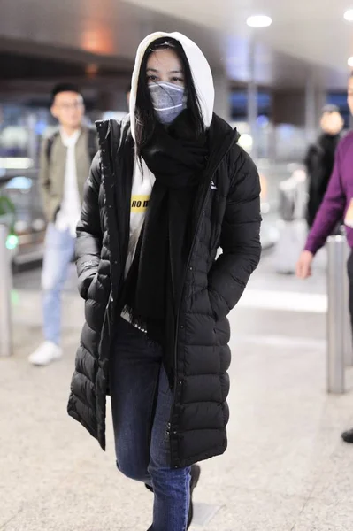 Chinese Actress Tang Wei Arrives Airport Shanghai China December 2018 — Stock Photo, Image