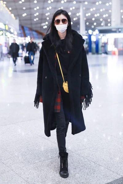 Chinese Model Mengyao Also Known Ming Arrives Beijing Capital International — Stock Photo, Image