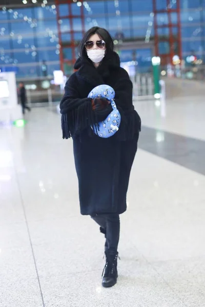 Chinese Model Mengyao Also Known Ming Arrives Beijing Capital International — Stock Photo, Image