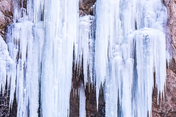 Paisaje Las Cascadas Hielo Shenquan Gorge Lugar Escénico Mengtougou Distrito — Foto de Stock