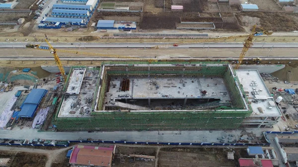 Vista Canteiro Obras Estrutura Principal Estação Norte Xuanhua Ferrovia Alta — Fotografia de Stock
