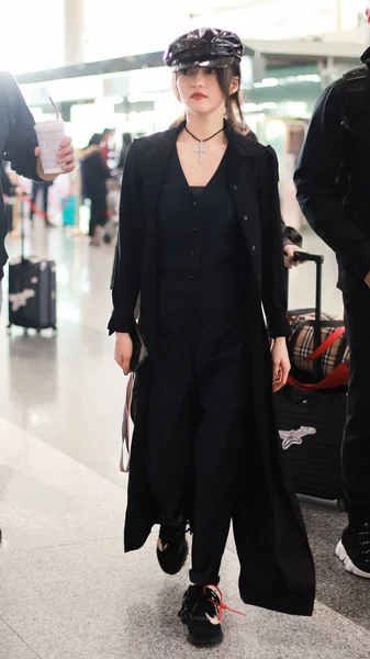 Chanteuse Actrice Taïwanaise Angela Chang Arrive Aéroport Avant Son Départ — Photo