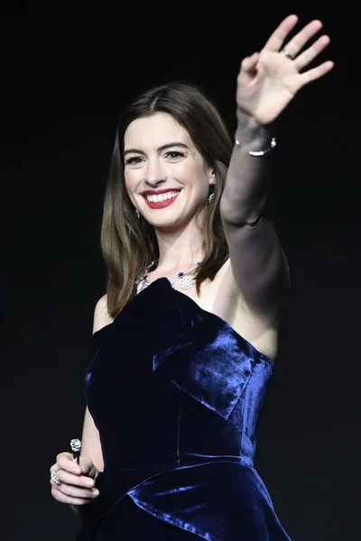 Actriz Estadounidense Anne Hathaway Asiste Evento Promocional Para Marca Joyas — Foto de Stock