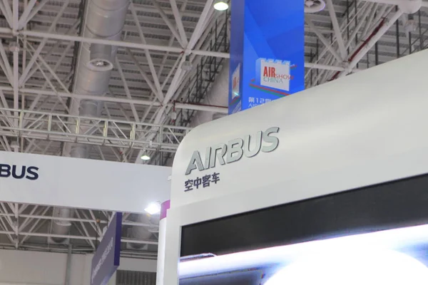 Vista Del Stand Airbus Durante 12ª Exposición Internacional Aviación Aeroespacial —  Fotos de Stock