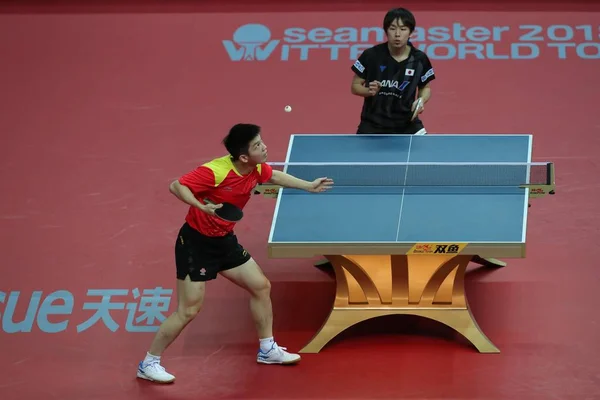 中国のファン Zhendong 決勝中にシーマスター 2018 Ittf ワールド ツアー グランド仁川 2018 日日本工機丹羽に対して — ストック写真