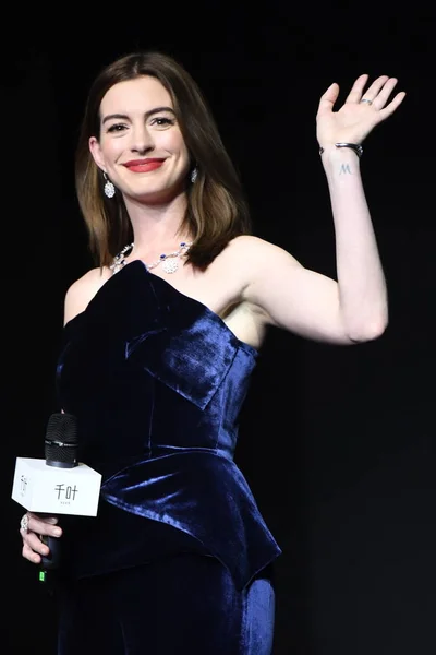 Actriz Estadounidense Anne Hathaway Asiste Evento Promocional Para Marca Joyas — Foto de Stock