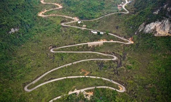 Aerial View Winding Mountain Road Mountains Yao Autonomous County Hechi — Stock Photo, Image