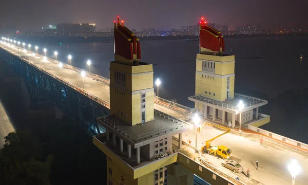 Magnolia Shaped Lamps Turned Test Nanjing Yangtze River Bridge Nanjing — ストック写真