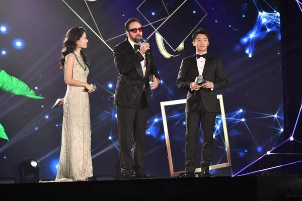 Skådespelaren Nicolas Cage Centrera Deltar Invigningen Den Första Hainan Filmfestivalen — Stockfoto