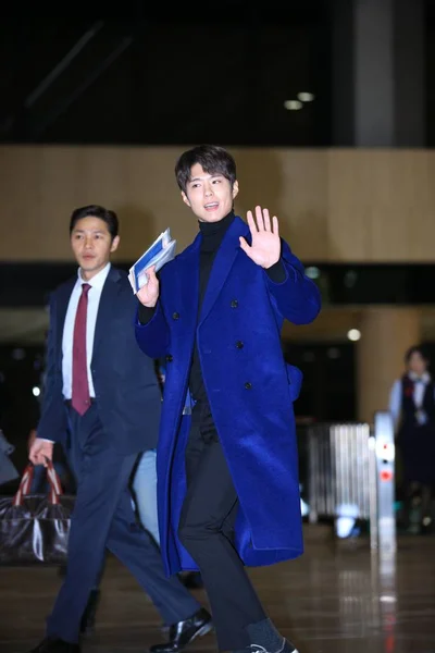 Южнокорейский Актер Пак Гам Прибывает Международный Аэропорт Гимпо Перед Вылетом — стоковое фото