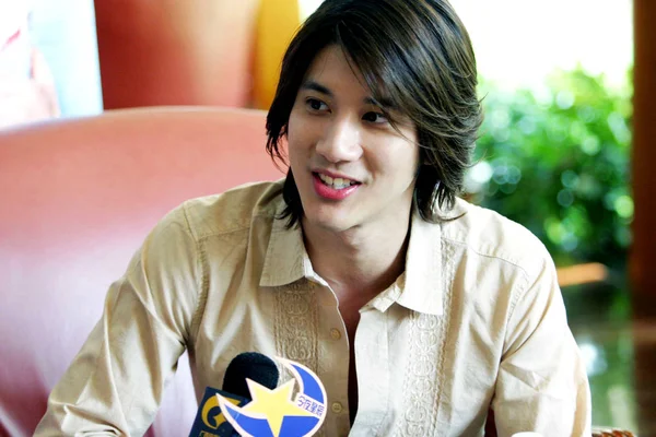 Kinesisk Amerikansk Sångare Låtskrivare Wang Leehom Intervjuas Reklamkampanj Nanning City — Stockfoto