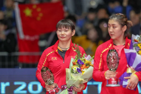 Zhuojia China Poses Her Trophy Being Defeated Chen Meng China — 图库照片