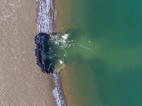 Vista Aérea Una Fuga Del Embalse Huyan Del Proyecto Desvío — Foto de Stock