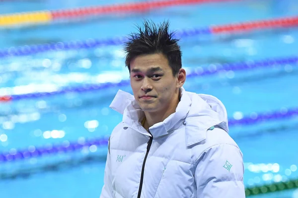 Kinesisk Svømning Olympiske Mester Sun Yang Deltager Træningssession Fina World - Stock-foto