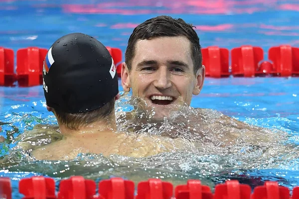 Cameron Van Der Burgh Uit Zuid Afrika Viert Het Winnen — Stockfoto