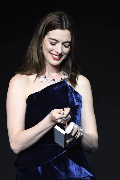 Actriz Estadounidense Anne Hathaway Asiste Evento Promocional Para Marca Joyas — Foto de Stock