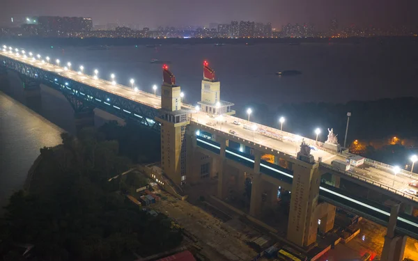 Magnolia Shaped Lamps Turned Test Nanjing Yangtze River Bridge Nanjing — 스톡 사진