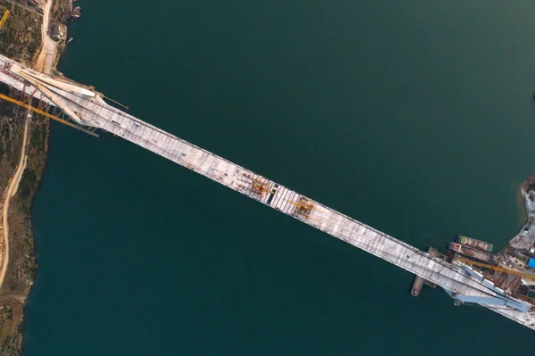 Vue Aérienne Dernier Pont Pont Fleuve Xiangxi Yangtze Installé Dans — Photo