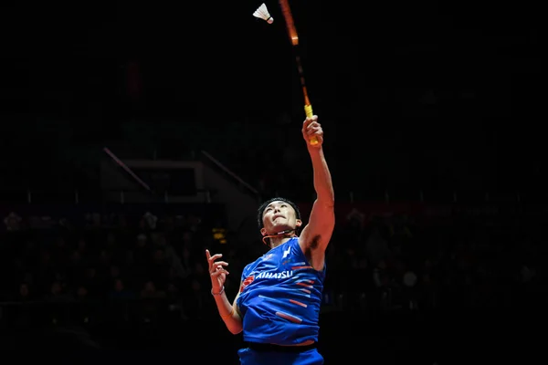 Kento Momota Japón Devuelve Una Oportunidad Kantaphon Wangcharoen Tailandia Partido — Foto de Stock