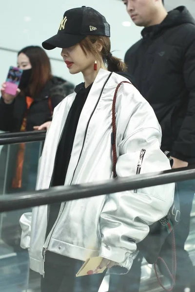 Taiwanees Zangeres Jolin Tsai Arriveert Bij Beijing Capital International Airport — Stockfoto